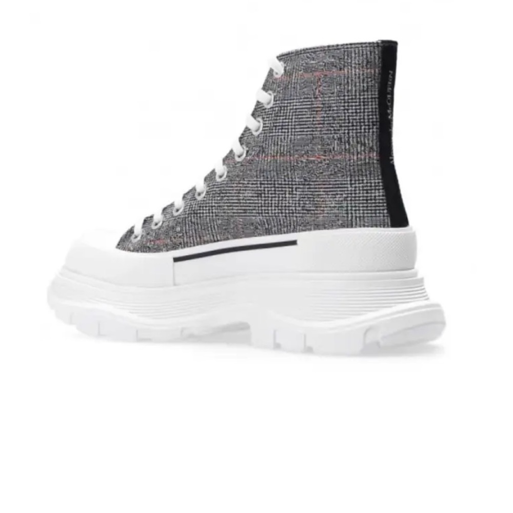 🛍️ High-Top Gray and White Platform Sneakers - Picture 3 of 8
